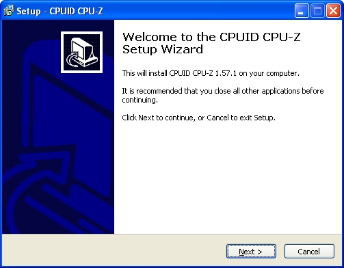 CPU-Z Welcome Screen