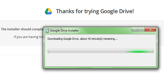 แสดงสถานะกำลัง download google drive