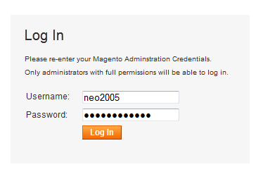 log in magento
