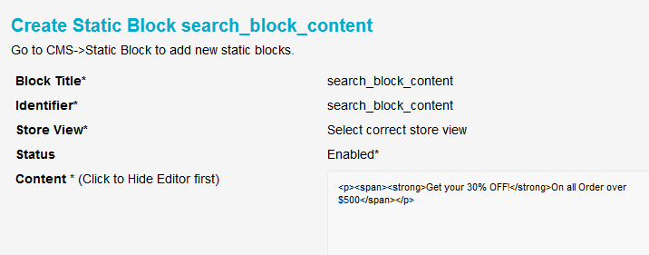 magento create search block