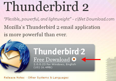 ปุ่มสำหรับ Download Thunderbird
